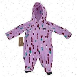 Patagonia Fleece Micro D Bunting Wish Tails Dragon Purple Baby Girl Size NB-7lbs